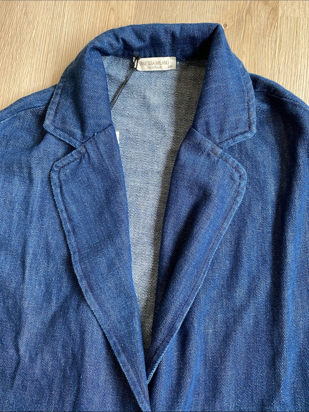 Vanessa Milano Italy Denim Oversized Blazer Jacket 100% Cotton S - Picture 3 of 13